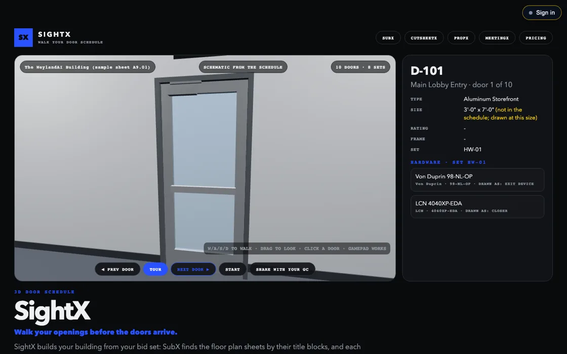 Actual public browser capture of SightX